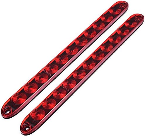 MICTUNING 2PCS 16 inches 11 LED Red Trailer Light Bar - Waterproof Sealed Park Turn Signal Light Tail Brake Stop Bar Truck Trailer Marker ID Bar