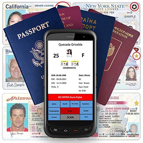 IDetect - ID and Passport Scanner | Quantum Edge Handheld V2 Security Scanning Device | Age Verification, Barcode and Passport Reader | Portable ID Card Scanner (with Passport)