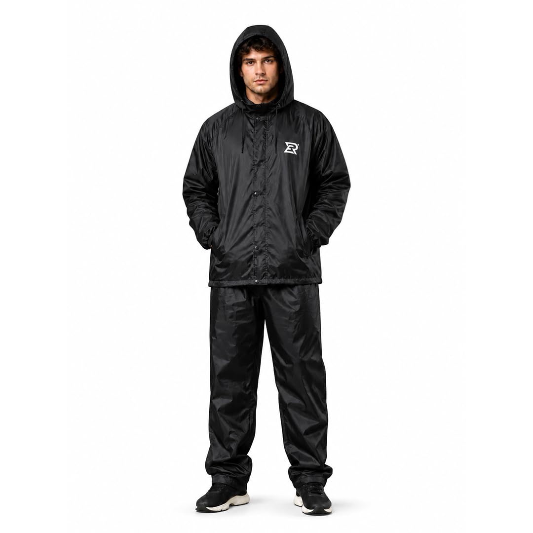 evershine Men's Reversible Rainsuit Long Jacket With Hood Waterproof Pant And Carrying Pouch (N-PR 688-P)-picture-11