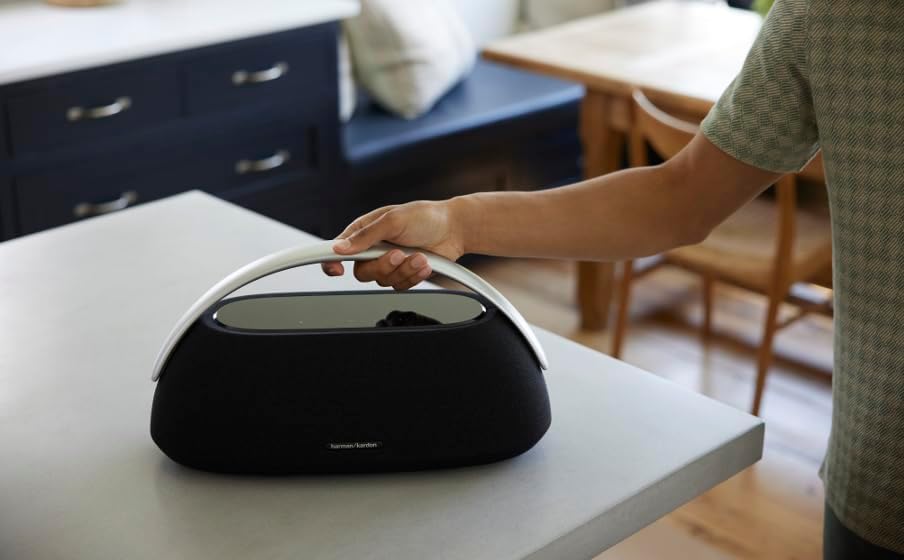 Harman Kardon Go + Play 3 - Portable Bluetooth speaker with superior sound and 8 hours playtime, USB Charging, Auto self tuning, Dual far-field microphones, Made in part with recycled materials(Black) - Image 7