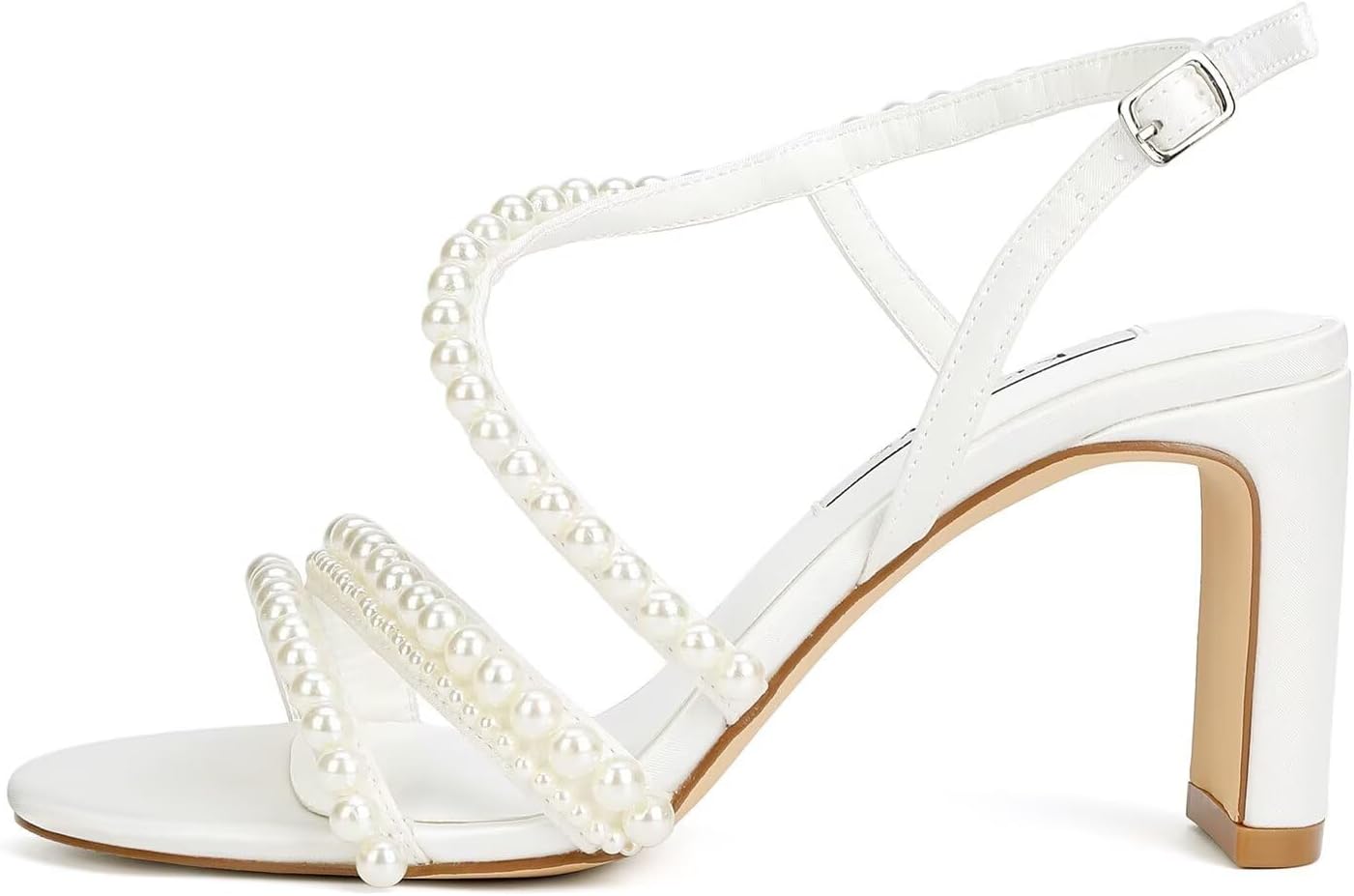 Pearl Heels Wedding Shoes for Bride Open Toe Heeled Sandals Bridal Shoes Strappy Wedding Heels - Image 3