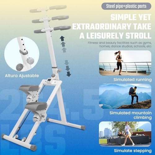 Sinuyie Stair Stepper for Home Gym Exercise, Vertical Climber Machine, Foldable Stair Climber with Extended Step Range, Adjustable Handlebar & Pedals, Cardio Exercise Stepper, 265LBS Capacity White - Image 5