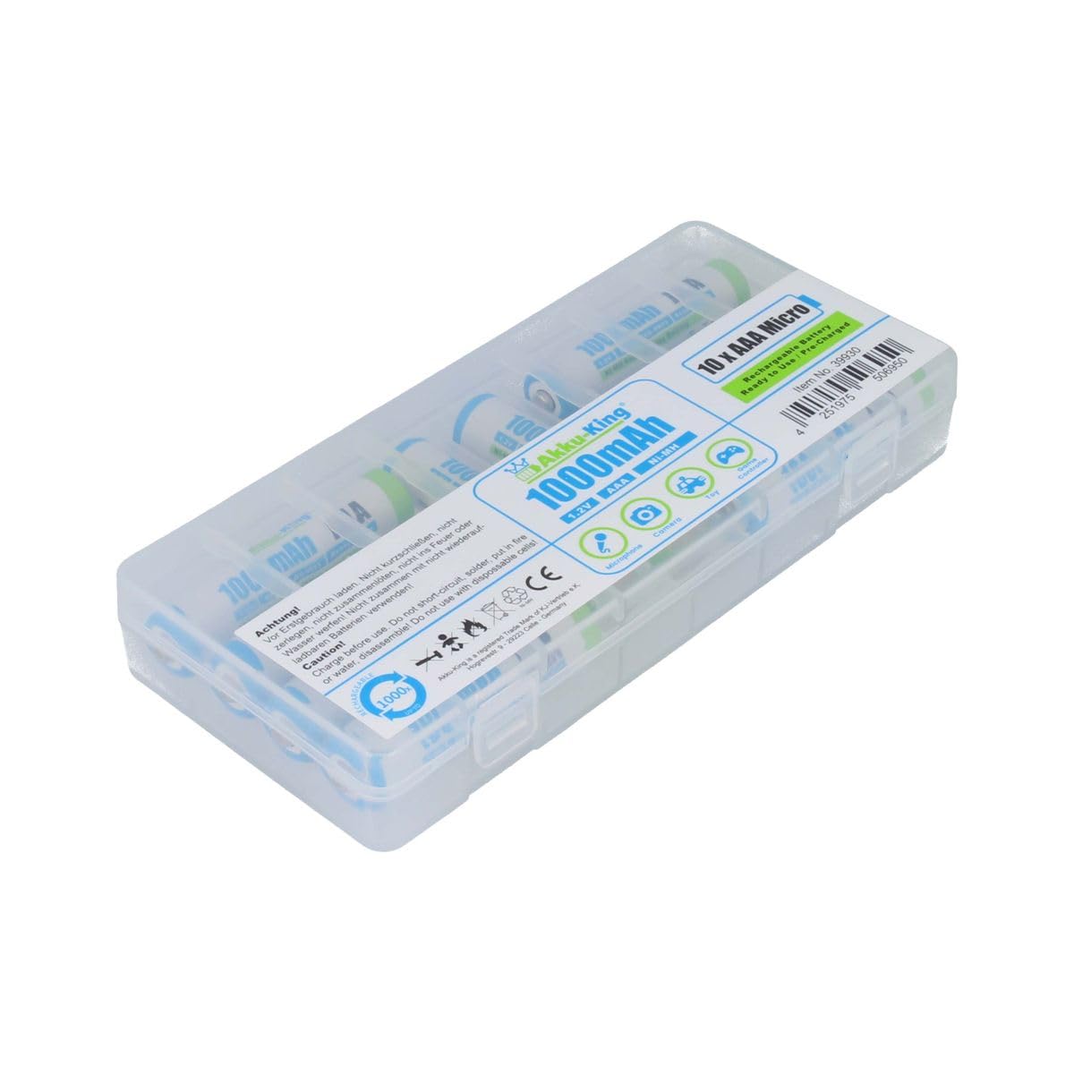 20 x Akku NI-MH Micro AAA HR03, KR03, LR03, R3, L3-1000mAh - Akku-King