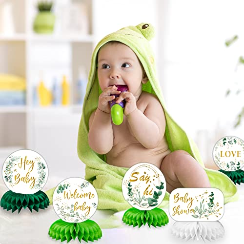 9Pcs Greenery Baby Honeycomb Centerpieces Sage Green Baby Shower Decorations Woodland Greenery Themed Birthday Party For Girl Hello Baby Shower Favors #TOP4