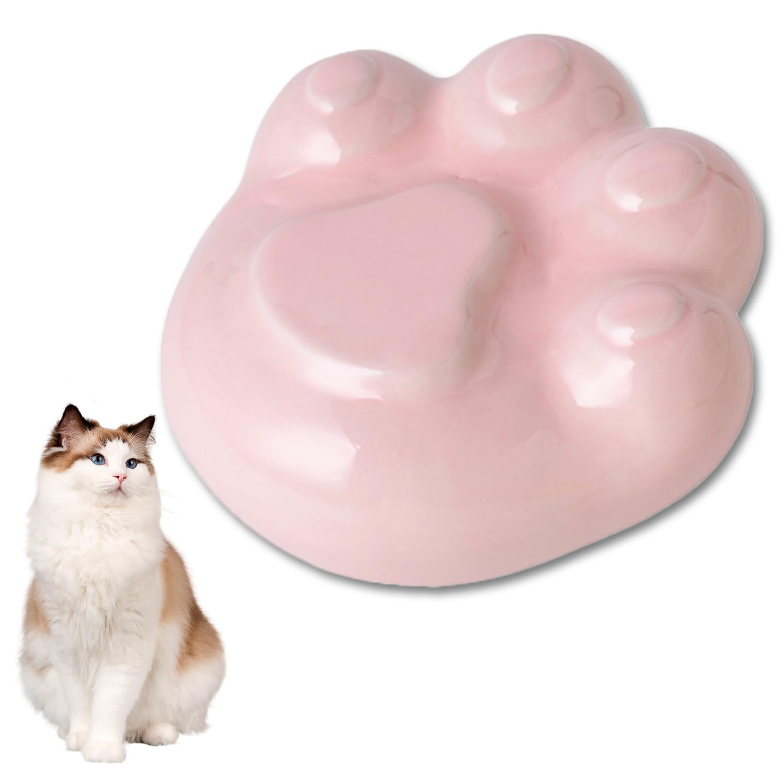 Duuclume Paw Print Pet Urn for Ashes,Cute Ceramic Keepsake Box for Dog or Cat,Beautiful Memorial with Sealed Lid, Moisture & Dust Proof (Pink)