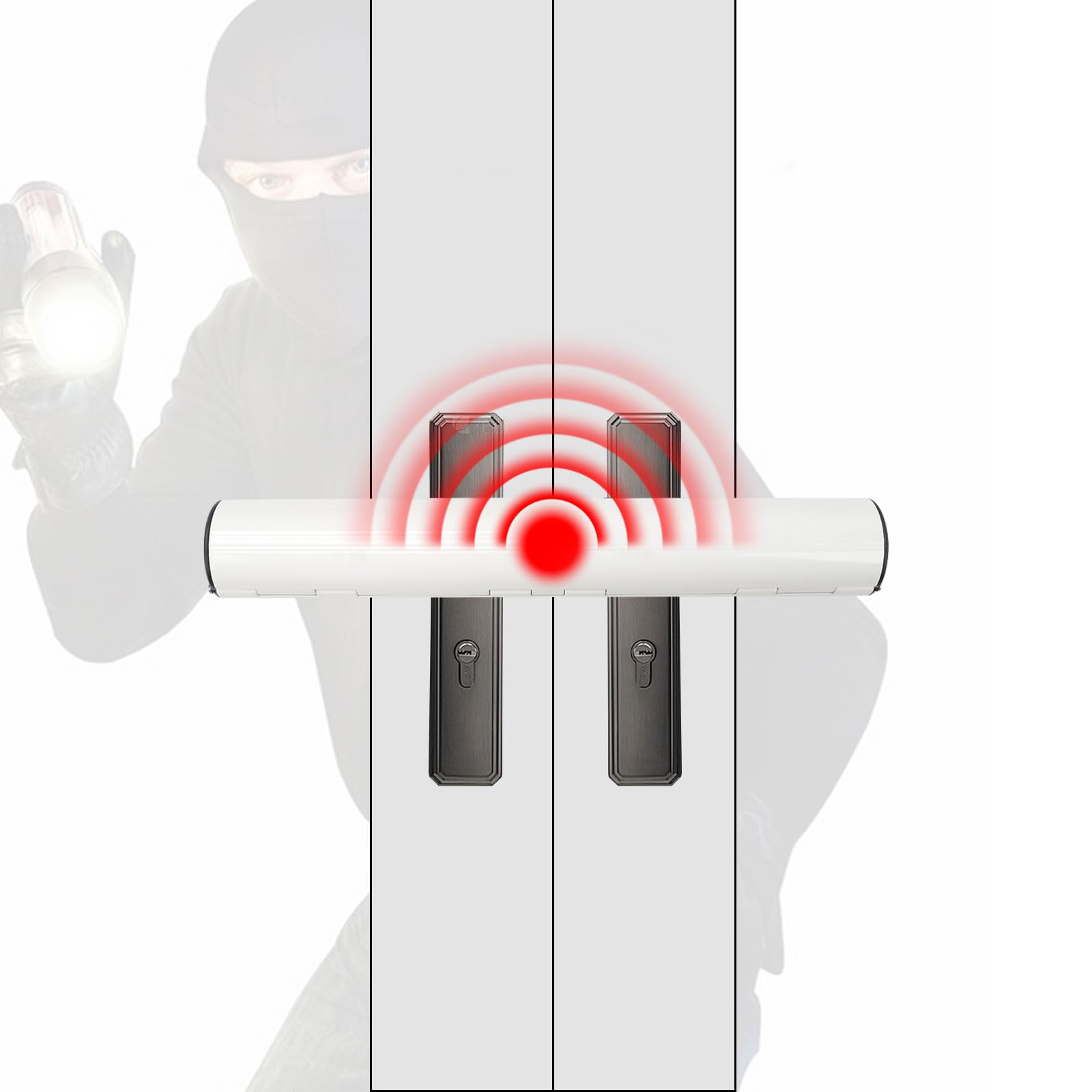 Verrous de sécurité pour porte de patio en alliage d'aluminium - Verrou de sécurité universel de 30 mm pour portes doubles (avec alarme)