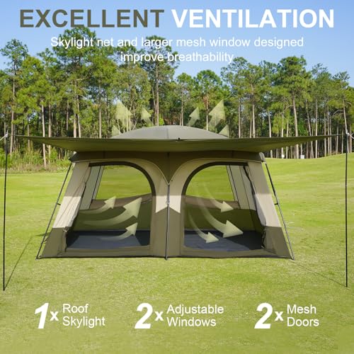 Vidalido Tents,6-8 Person Camping Tent with Extended Vestibule,2 Room Weather Resistant Family Tents,Easy Install Waterproof Outdoor Tent for Backpacking and Camping Hiking の商品画像 2