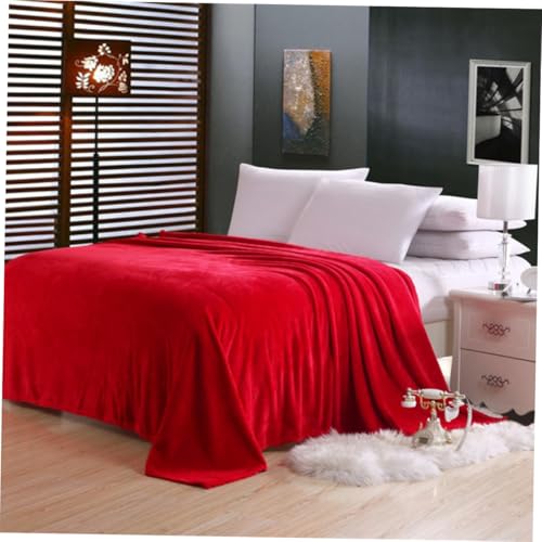 Manta de franela gruesa roja Uonlytech para sofá y cama 6