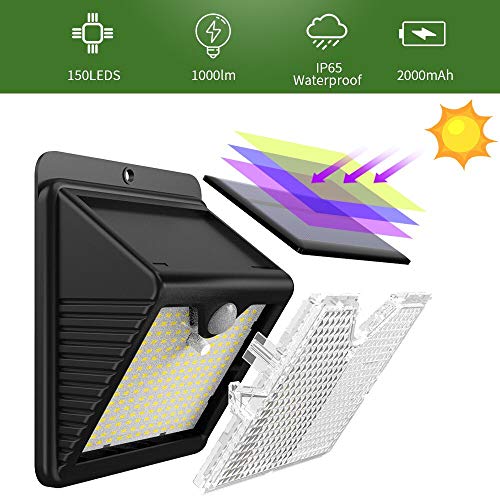 Solar Lights Outdoor [4Pack - 150LED Super Bright] Solar Security Lights Motion Sensor Lights IP65 Waterproof Wireless Wall Lights Solar Powered Lights for Garden Patio Yard Deck Garage Fence Pool