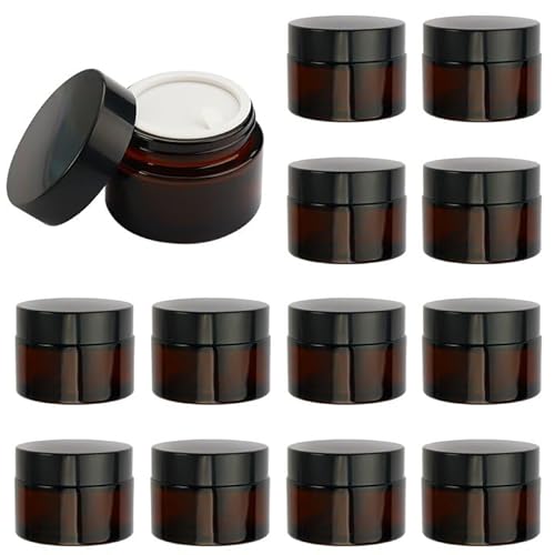 12 Piezas 30ml Tarros Cosméticos, Contenedores de Crema, Ámbar Tarros de Cristal, Recipientes de Vidrio Marrón, para Cosméticos de Viaje 12 Piezas 30ml Tarros Cosméticos, Contenedores de Crema, Ámbar Tarros de Cristal, Recipientes de Vidrio Marrón, para Cosméticos de Viaje