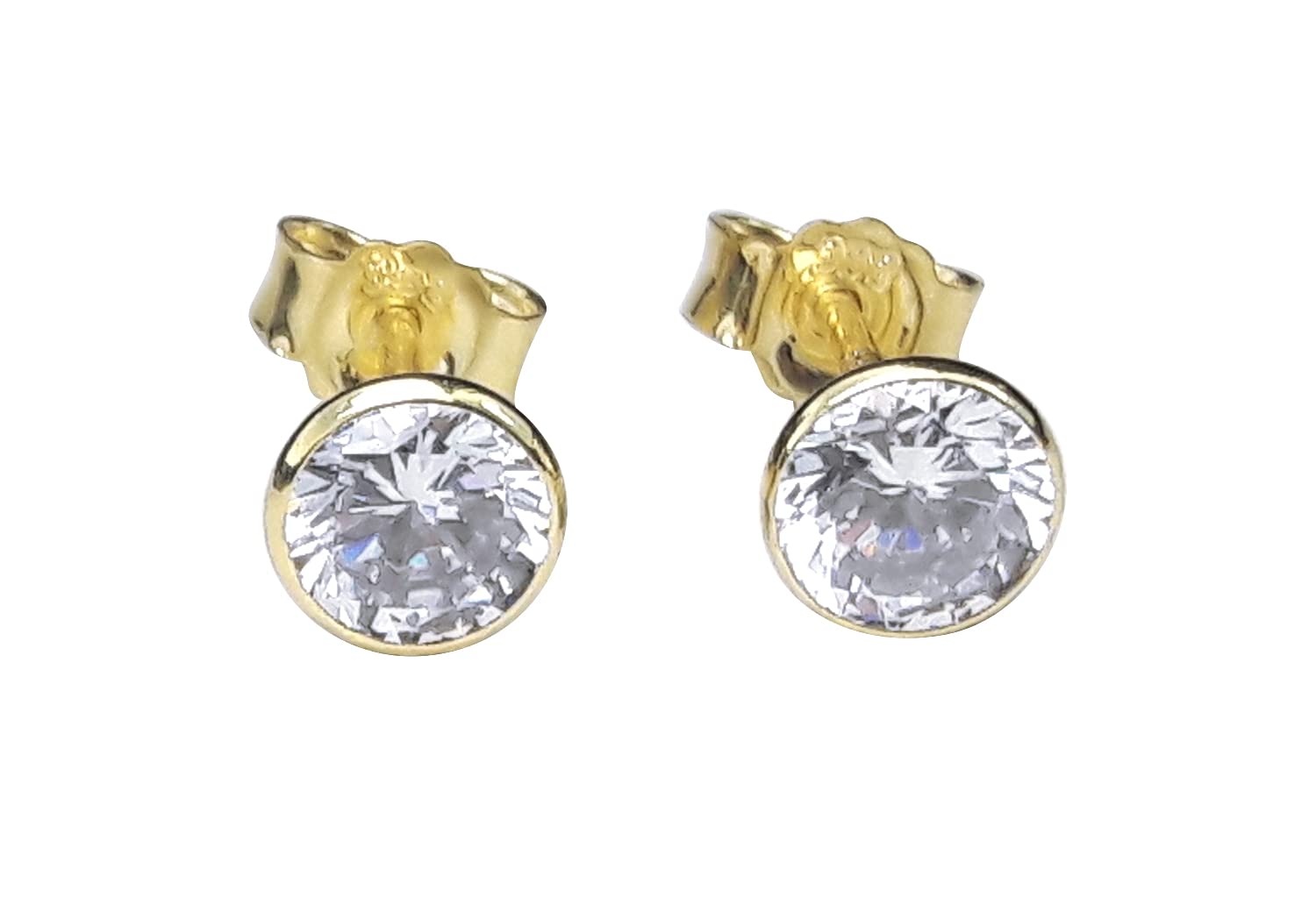 Ohrstecker 333 Gelbgold Zirkonia Brillantschliff Kelchstecker weiss 4 mm