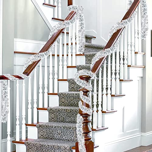26.2 Feet Christmas Tinsel Garland, Holiday Tinsel Garland For Christmas,Halloween, Birthday, Weddings, Party Decorations (White) #TOP4