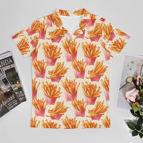 Boys' Classic Polo Shirts Short Sleeve Moisture-Wicking Golf & Tennis Shirts for Youth Teens Delicious French Fries3