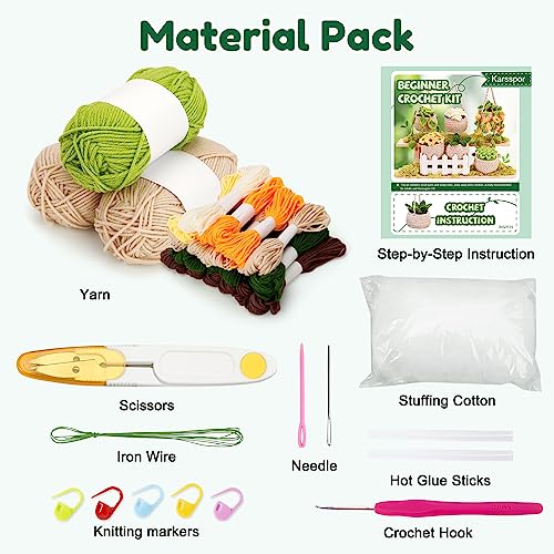 Karsspor Beginner Crochet Kit, 6 PCS Hanging Potted Plants Crochet - Image 4