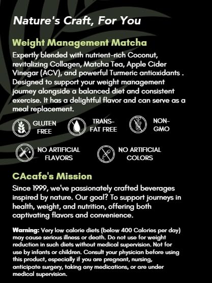 Miniatura 7 de CAcafe Té matcha de cúrcuma con vinagre de sidra de manzana, 0.31 onzas de proteína, mezcla de superalimentos de ACV, cúrcuma, colágeno, coco y té