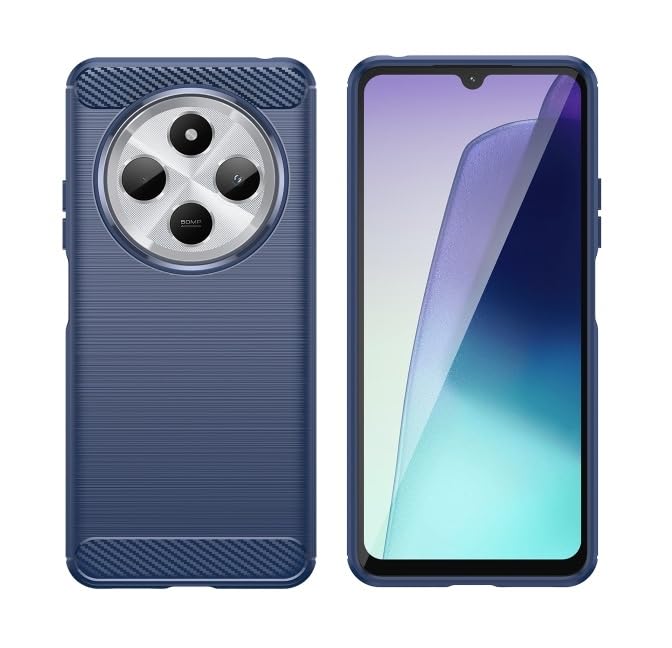 Image of NPRC Hybrid Ultra Slim Protective Case TPU Non-Slip Carbon Fiber Texture Shockproof Case Cover for Poco C75 - Blue