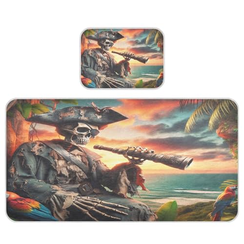 Takiito Pirate Skeleton Baby Cooling Mattress Pad, Soft & Breathable Cooling Mat Keep Baby Cool in Summer 28x52 in, Nursery Essential