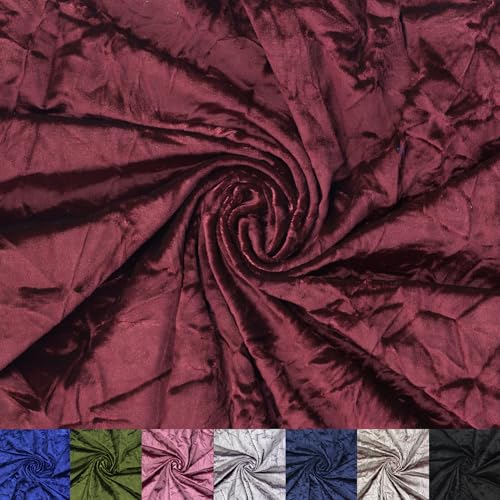LitLook Crinkle Crushed Velvet Fabric by The Yard - 58/60' Wide Panne Velvet Velour Cloth Fabric for Sewing Dresses, Upholstery & DIY Crafts - 96% Polyester 4% Spandex - Wine
