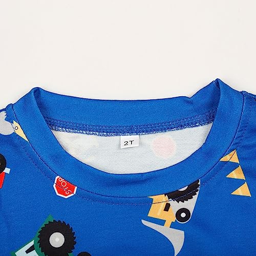 Image of Popshion Toddler Boys Sweatshirts Dinosaur Long Sleeve Pullover Crewneck Shirts Cartoon Tee Sport Tops for Kids 1-8T