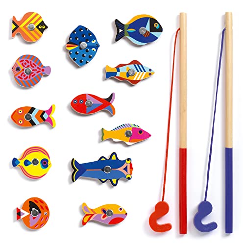 DJECO Fishing Graphic Magnetic Fishing Game - Catch Colorful Sea Creatures - Fun & Engaging for Family & Friends, Perfect for Gift - Wooden Toy for Children 2+ Years Girls & Boys - Thumbnail 2