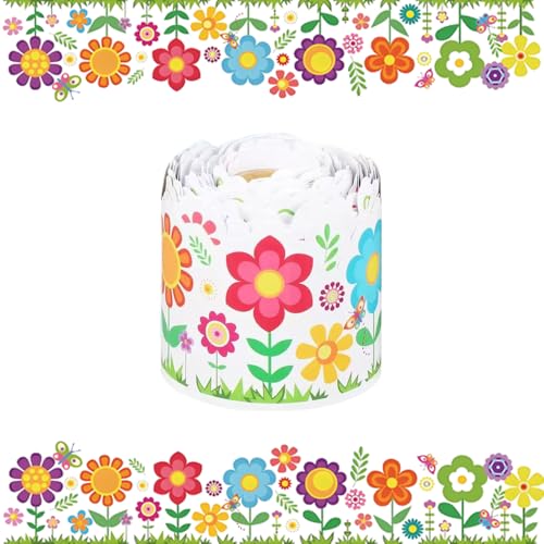 Bulletin Board Borders 59FT, Flower Patterns Trim for Classroom, School, Office Chalkboard Bulletin Board Wall Window Door Decor