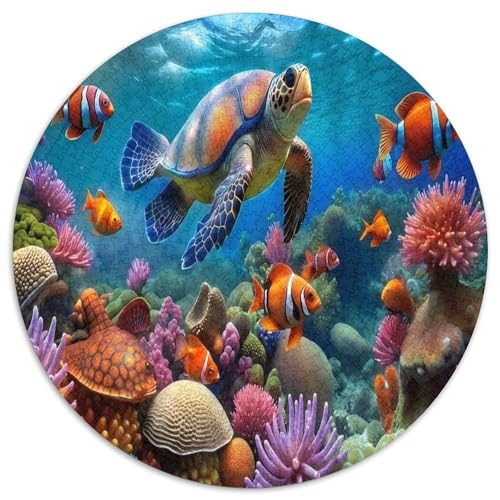 Puzzle de 1000 piezas de tortuga marina redondo para decoración de pared