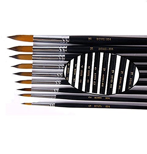 Grocery House Paintbrushes (9 Pack), Long Handle Round Brush Set 0-16#, Art Paint Brushes For Acrylic, Oil, Watercolors #TOP2