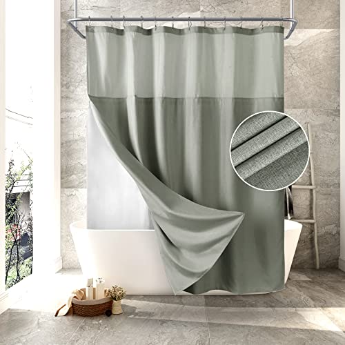 Eachope Thick Linen Fabric Shower Curtain With Snap-In Fabric Liner Set, Heavy Duty Hotel Luxury Decor Shower Curtains For Bathroom And Bathtubs, Waterproof & Washable, 72 X 72 Inches, Gray #TOP8