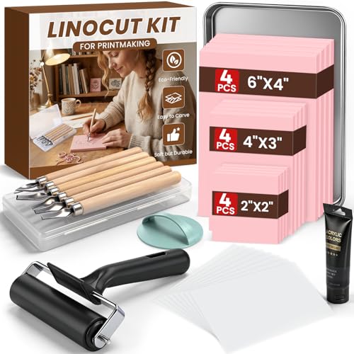 LINSIRON Linocut Kit for Printmaking, Linocut Tools Block Printing