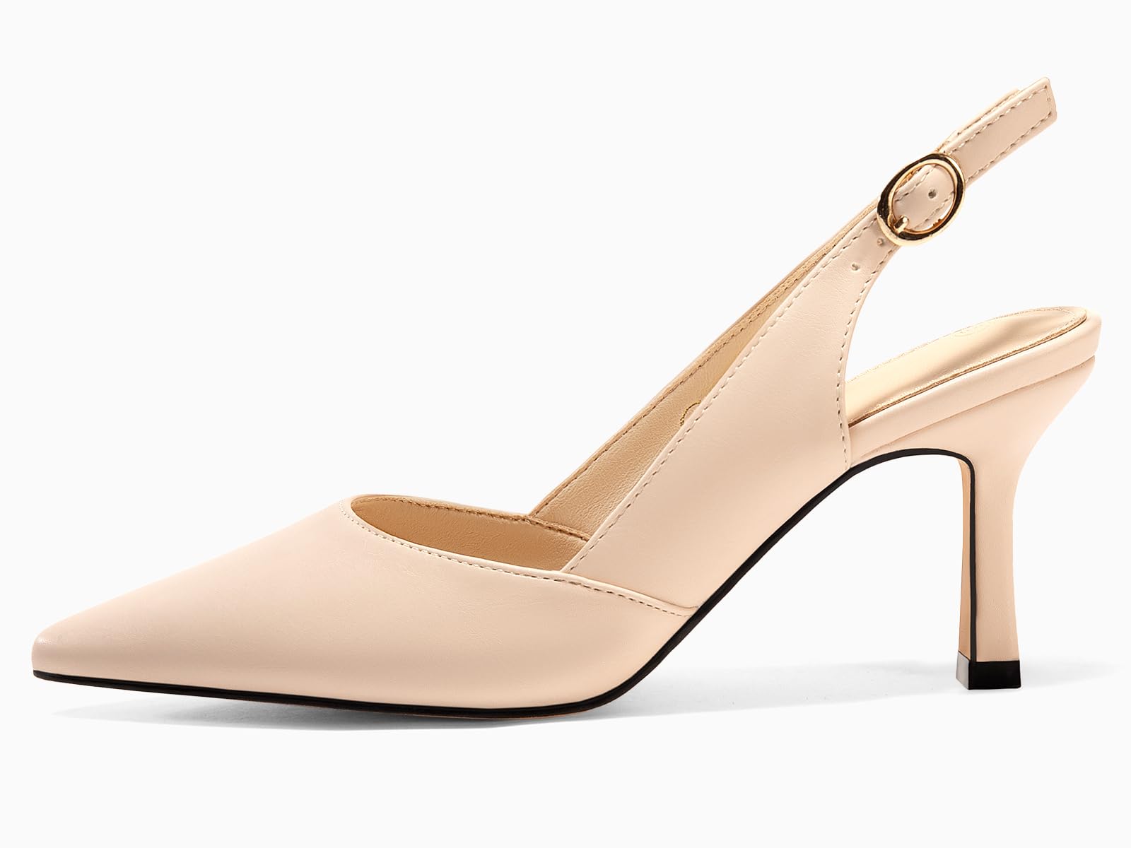 Coutgo Zapatos de tacón bajo Gatito con Tira al talón para Mujer, Punta Cerrada, para Bodas, Fiestas y Vestidos