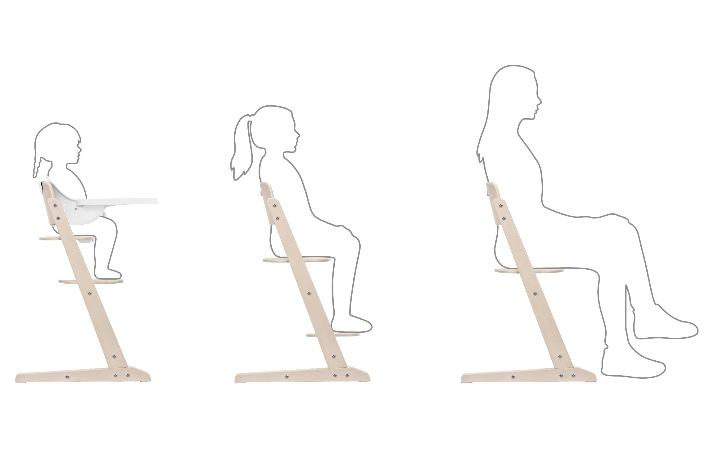CYBEX Gold krzesełko do karmienia IRIS 3w1 Zestaw, Rośnie razem z dzieckiem, 6 miesięcy - 99 lat, wraz z zestawem dla niemowląt i tacą, drewno bukowe/plastik, All White