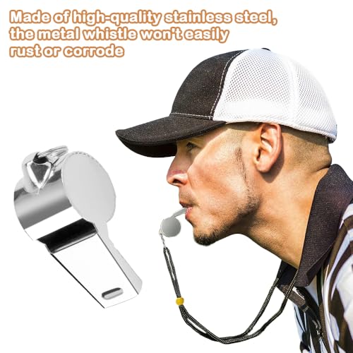 Image of Bsofing Whistle, Coaches Whistle with Lanyard, Whistle for Coaches, Whistle for Teachers, Stainless Steel Sports Whistles, Loud Crisp Sound Whistles Great for Coaches, Referees, and Officials