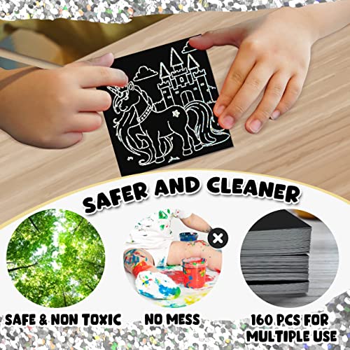 Zmlm Scratch Mini Art Notes For Kids - 165 Holographic Silver Magic Scratch Paper Art Cards Easter Basket Stocking Stuffers Party Favor Toy Bulk Diy Art Craft Supplies Kit Birthday Gift For Girl Boy #TOP6