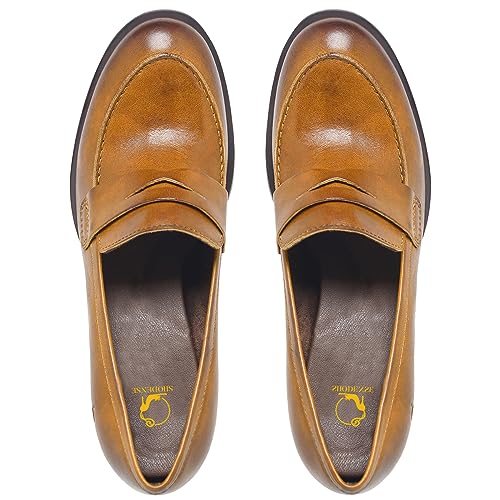 Image of SHODENSE Women Vintage Chunky Heel Loafers Pumps Platform Round Closed Toe Oxford Shoes Burnished Patent Matte Suede Slip On Dress Loafer Block Stacked Heels Office Formal Work Business 4-11 M US