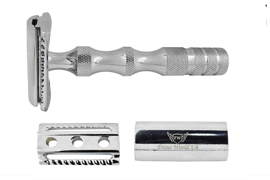 FOCUSWORLD,Double Edge Safety Razor Fits All Double Edge Standard Razor Blades Safety Razor Presentation Pouch