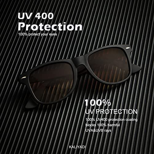 Image of KALIYADI Polarized Sunglasses for Men and Women Matte Finish Sun glasses Color Mirror Lens UV Blocking (3 Pack)
