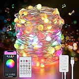 🤶【Cadena de luces decorativas con sincronización de música】 El controlador tiene un micrófono sensible incorporado. La cadena de luces LED para exteriores se puede cambiar de acuerdo con el ritmo de la música, diferentes sonidos e incluso su voz. Tanto el control remoto como la aplicación están equipados con cuatro efectos de iluminación: energía, ritmo, espectro y desplazamiento. La guirnalda de luz interior te permite personalizar la sensibilidad y el color.【Maravilloso regalo de navidad】