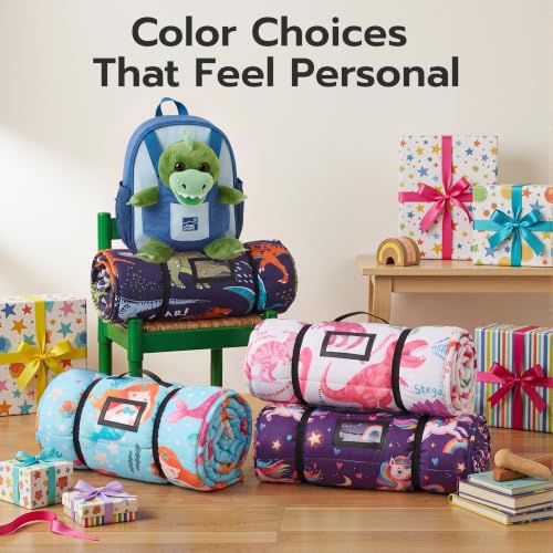 Image of JOIEDOMI Toddler Nap Mat with Removable Pillow and Minky Blanket 55''x30'' Kids Sleeping Bag for Boys and Girls Ages 3-6 Roll Up Soft Nap Mats for Preschool Kindergarten Daycare Sleepover