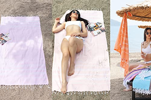 Aegean Concept - Turkish Beach Towel (37 X 77), Sandproof, Prewashed For Soft Feel, 100% Cotton, Quick Dry, Oversized Towels For Travel, Pool, Must Haves With Lively Colors (Mint) #TOP5