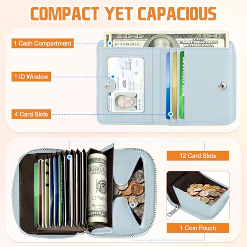 Image of HUANLANG Mens Wallet RFID Blocking Multi Card Holder Wallets for Men Bifold Wallet with Zipper Small Men's Leather Wallet
