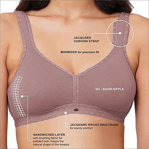 Image of SOIE Women Non Padded Non-Wired Full Coverage Stretch Cotton T-Shirt Bra