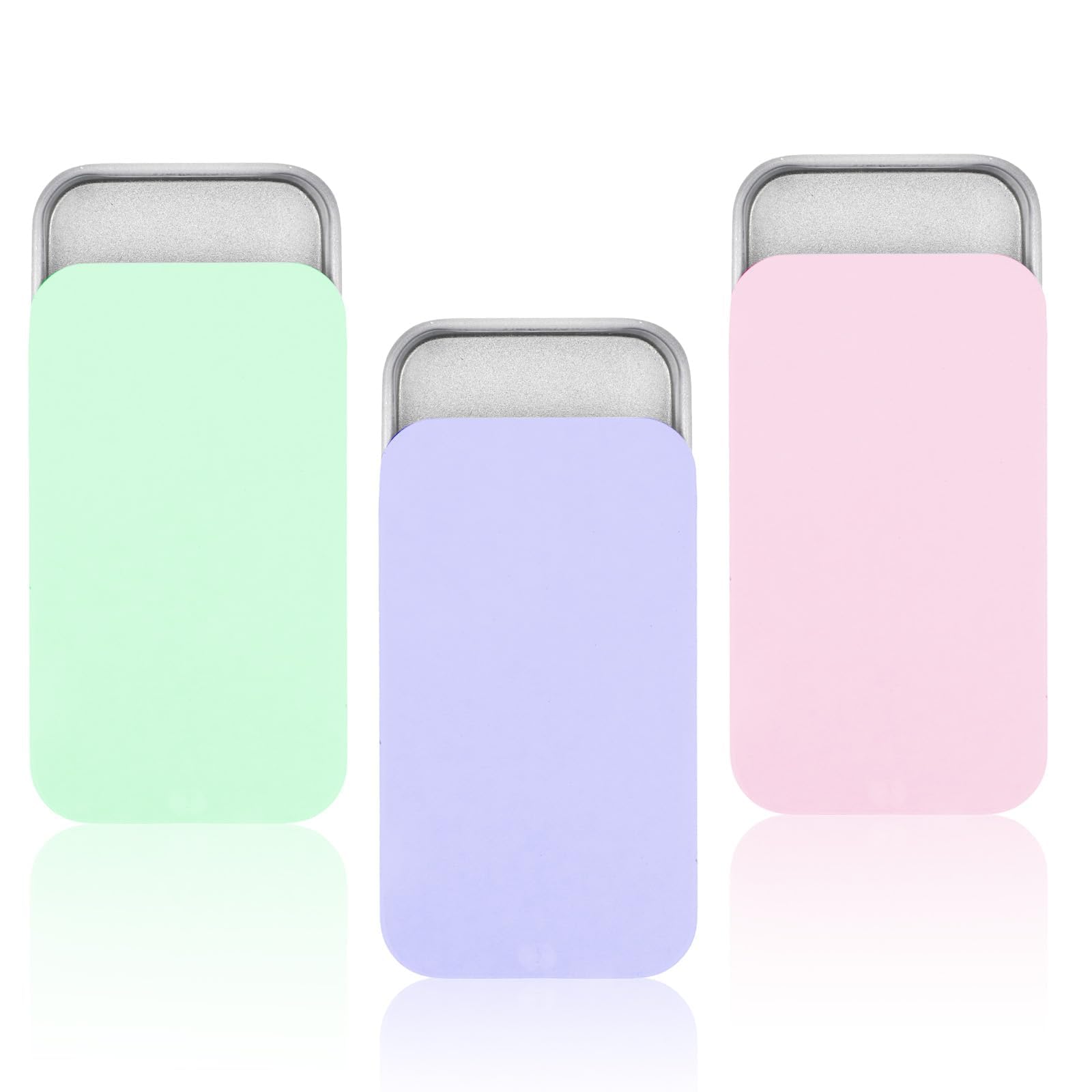 3Pcs Tin Box,Tin Case Storage Containers for Craft Supplies and Home Organization,Tin Boxes for Storage,Mint Green, Blossom Pink, Lavender Purple-image-31