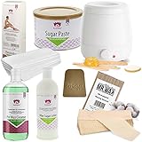 Zuckerpaste Set XL mit Erwärmer - Soft mit Pre Cleanser, After Sugar Lotion, Puder, Baumwollstreifen und Spatel, 8 Produkte