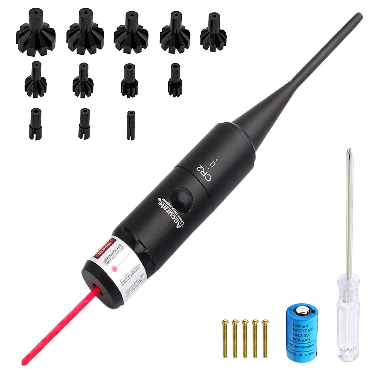 Laser Bore Sight Kit Multiple Calibers, Red Dot Boresighter Set for .177 to 12GA .78 Caliber Rifle Handgun,12 adapters Bore Sighter Rifle Scope for Shotgun Pistols Hunting Tools (Upgrade) (Red Dot)