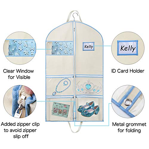 Zilink Dance Costume Garment Bag with Zipper Pockets and Handles for Children Dance Competition Carrying and Closet Storage