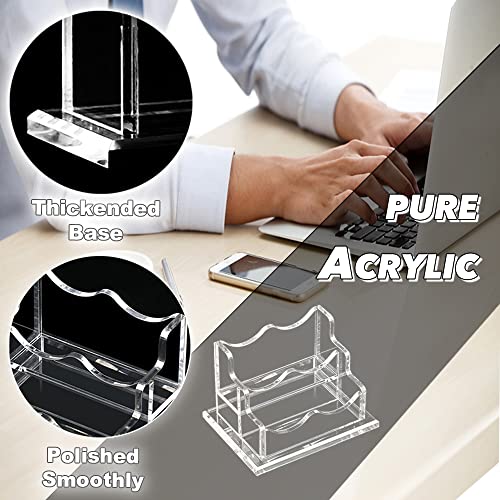 Acrylic Business Card Holder For Desk, Horizontal Clear Business Name Card Display Stand, Desk Accessory Business Name Card Organizer (Horizontal, 2-Slot) #TOP1