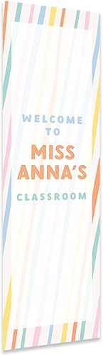 Miniatura 17 de Andaz Press Letrero de bienvenida vertical personalizado para el aula de 13 x 47 pulgadas para profesores, letreros de puerta de aula, letrero