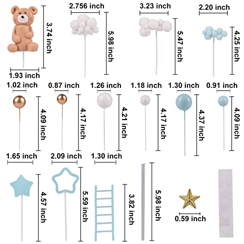 46 Pcs 3D Bear Balls Cake Toppers Brown Teddy Bear For Birthday Party Wedding Baby Shower Supplies(Blue)… #TOP1