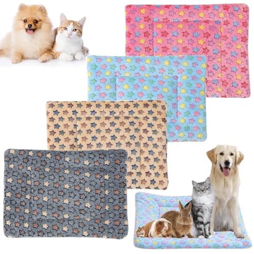 4 piezas de cama de peluche de animales pequeños: 32 x 25 cm gato perros manta almohada para dormir, manta mullida para cachorro, cojín polar para dormir, cobayas, hámster, conejo, cama para