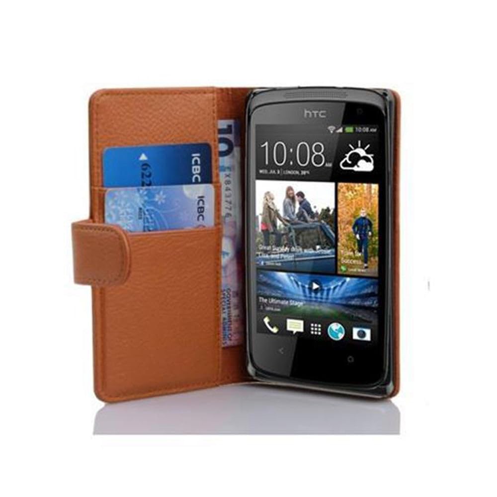 Cadorabo Custodia per HTC Desire 700 in Blu Marina - Protezione in Stile Flip di Similpelle Strutturata - Case Cover Wallet Book Etui